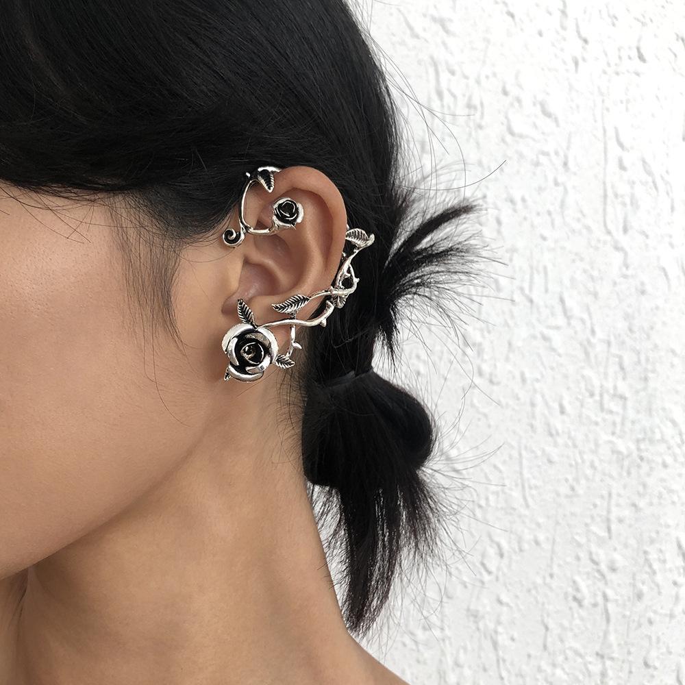 Retro Dark Earrings Enchanting Rose Exaggerated Earrings