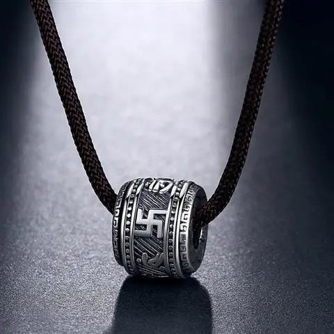 Intime Silver Distressed Pendant Six-Character Mantra Necklace Vintage Jewelry Couple Birthday Gift