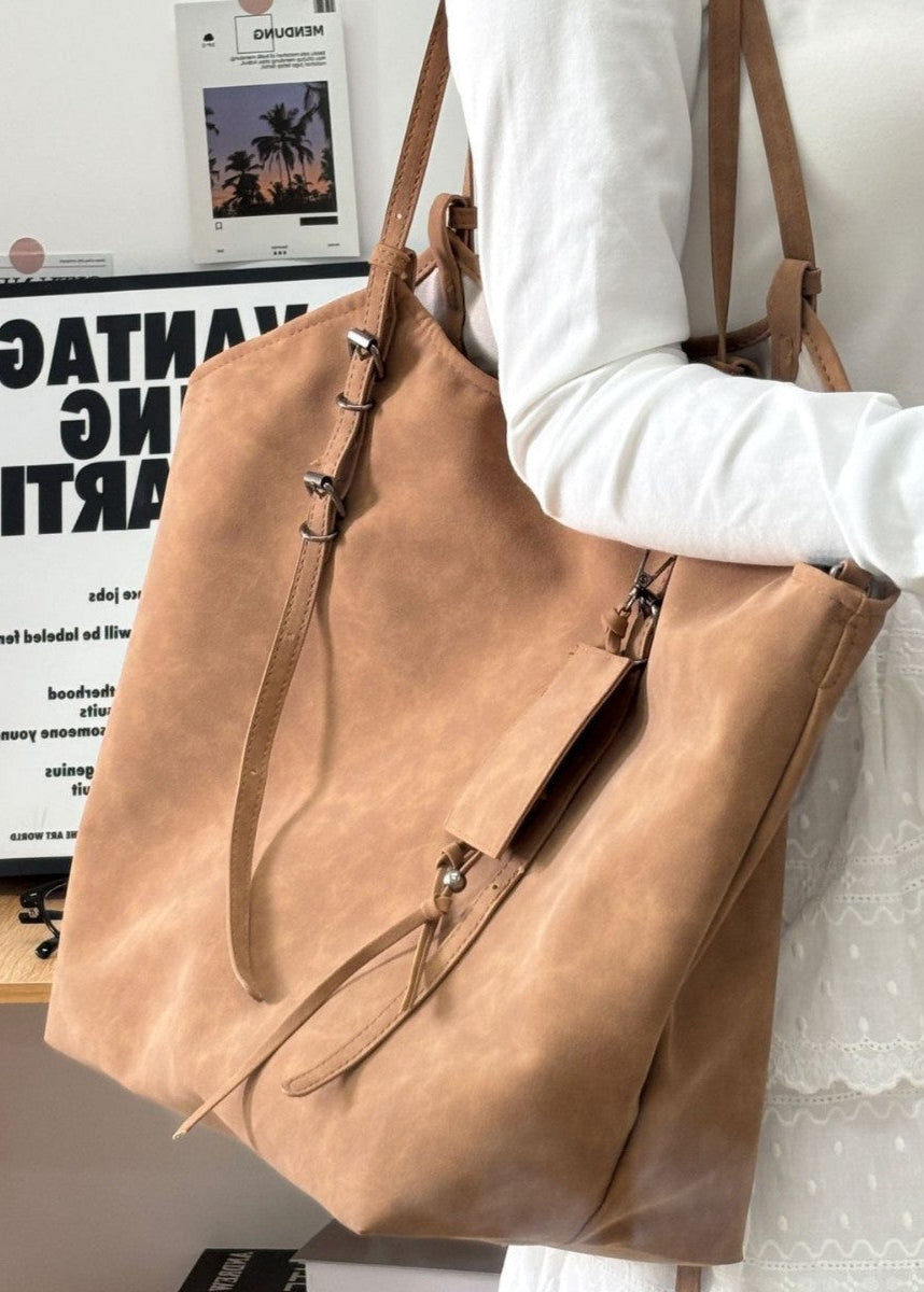 Faux Leather Tote Bag With Adjustable Straps