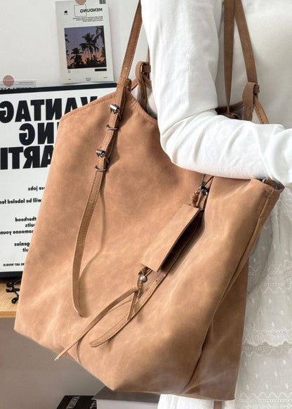 Faux Leather Tote Bag With Adjustable Straps