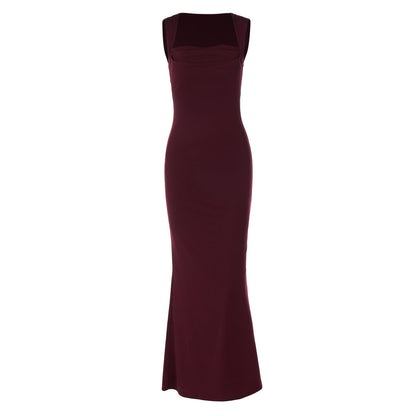 Elegant Sleeveless Dress with Square Neckline