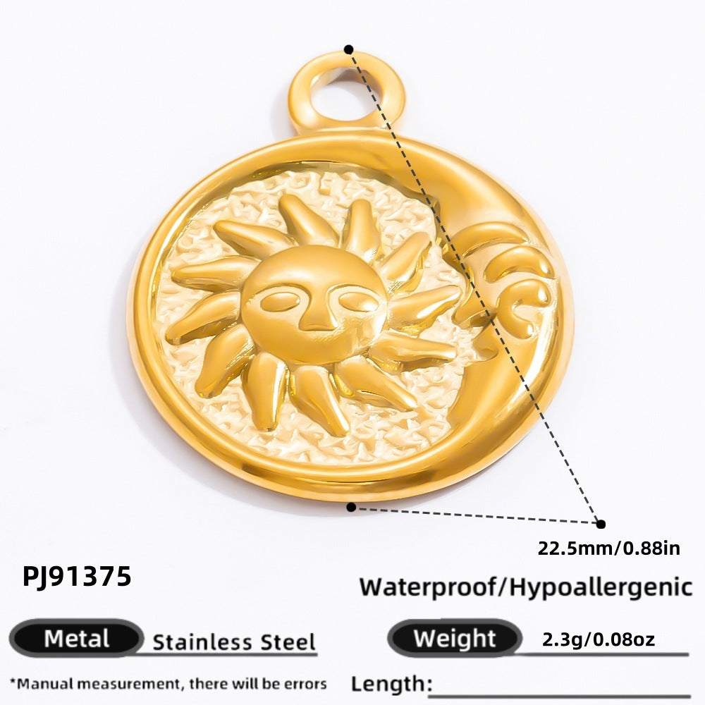 Heart Pendant Sun Charm Bracelet Necklace Stainless Steel DIY Jewelry
