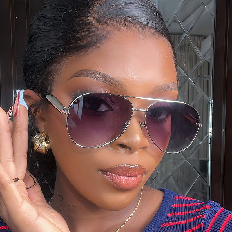 Trendy Oversized Metal Sunglasses Unisex Outdoor Driving Shades