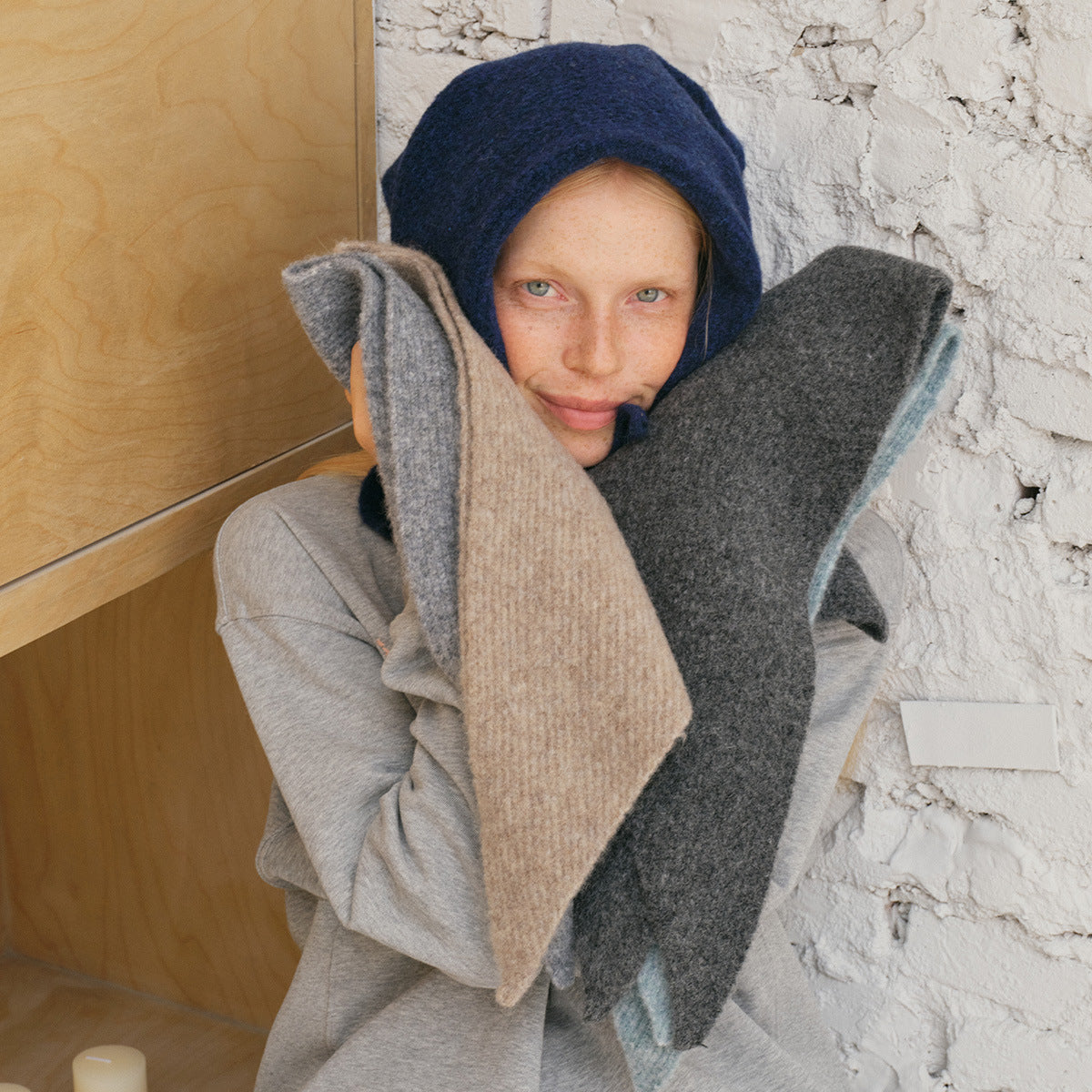 Handcrafted Triangle Wool Blend Scarf for Winter