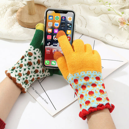 Touch Screen Warm Winter Knitted Gloves for Women