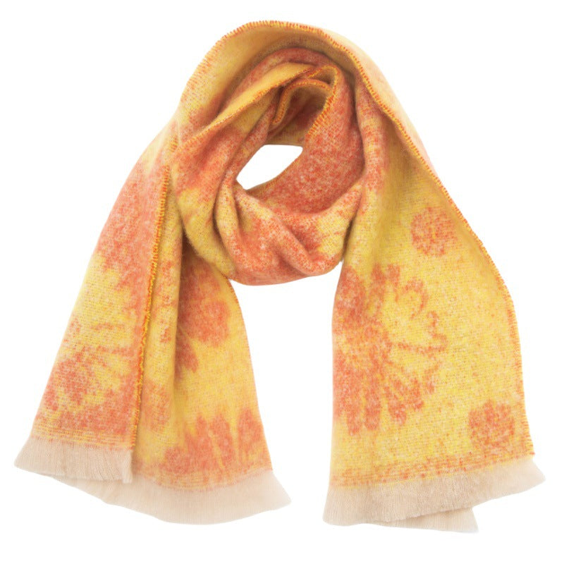 Floral Print Contrast Color Scarves