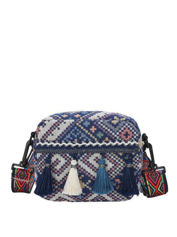 Retro Bohemian Fringe Shoulder Bag Canvas Crossbody