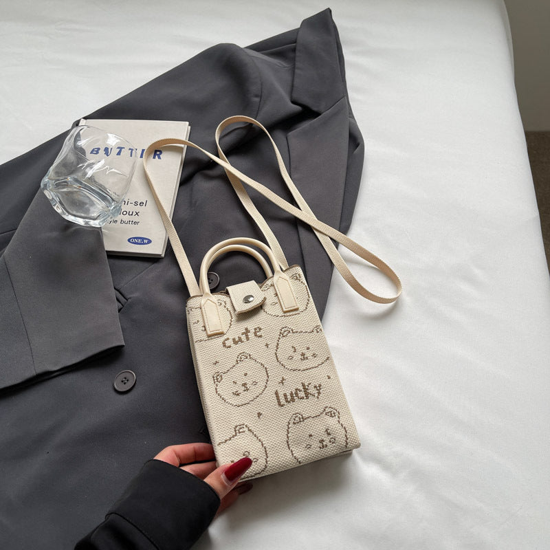 Fashionable Simple Knit Crossbody Phone Bag