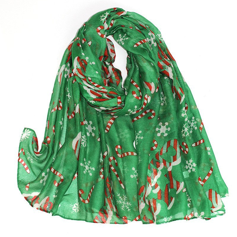 Christmas Theme Cartoon Print Silk Scarf