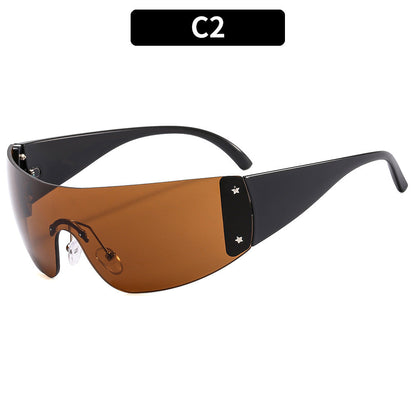 Y2K Star Shaped Rimless Sunglasses Trendy Outdoor Eyewear