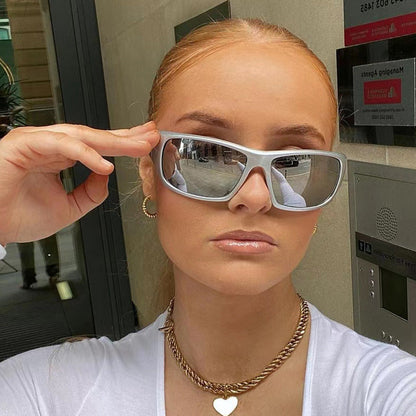 Y2K Stylish Oval Sunglasses Futuristic Fashion Shades