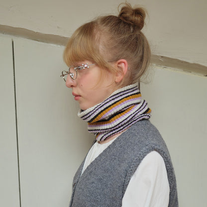 Striped Wool Blend Knit Neck Warmer for Unisex Winter Wear