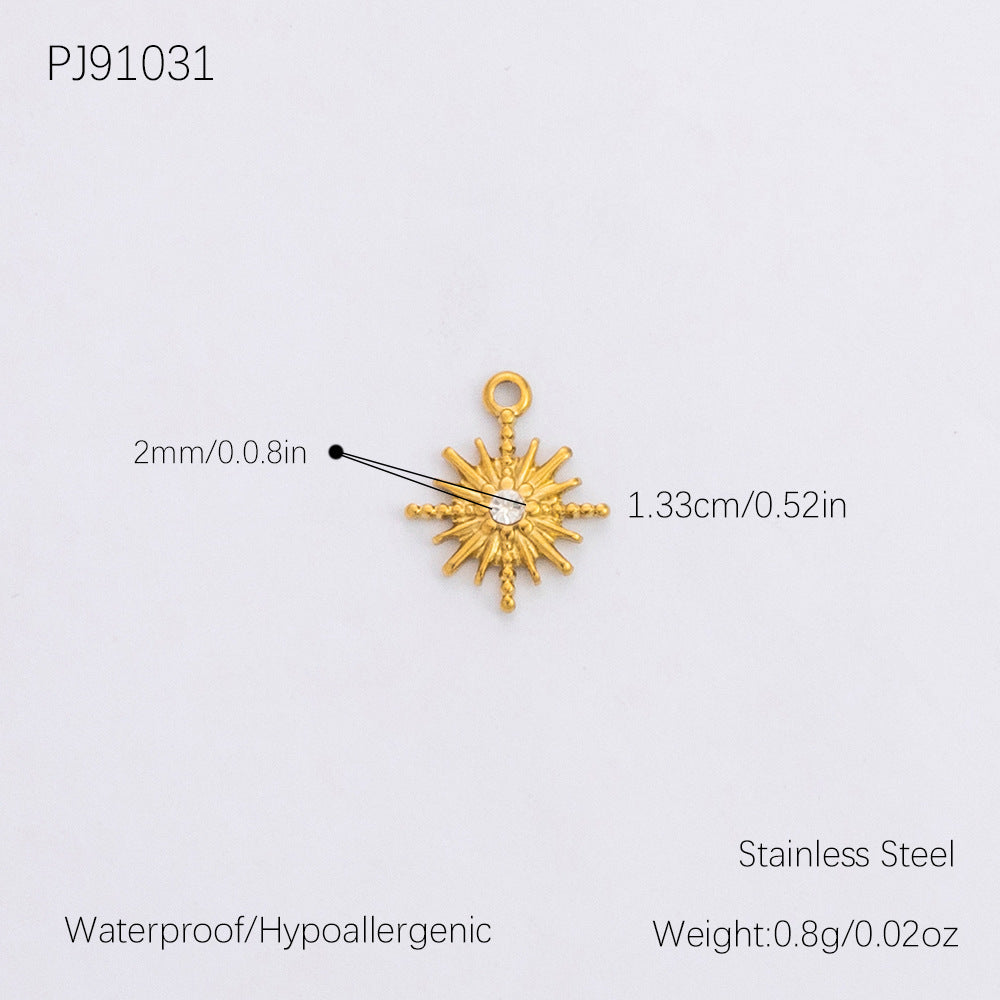 Vintage DIY 18K Gold Plated Stainless Steel Bow Star Heart Pendant