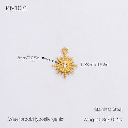 Vintage DIY 18K Gold Plated Stainless Steel Bow Star Heart Pendant