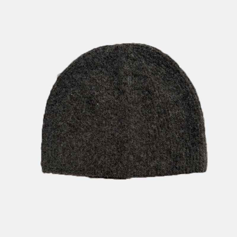 Solid Color Knit Beanie Hat for Women in Alpaca Wool Blend