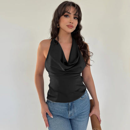 Sexy Backless Slim Fit Chiffon Top for Casual Wear