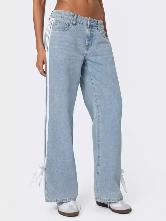 Trendy Loose-Fitting Wide Leg Women's Denim Pants