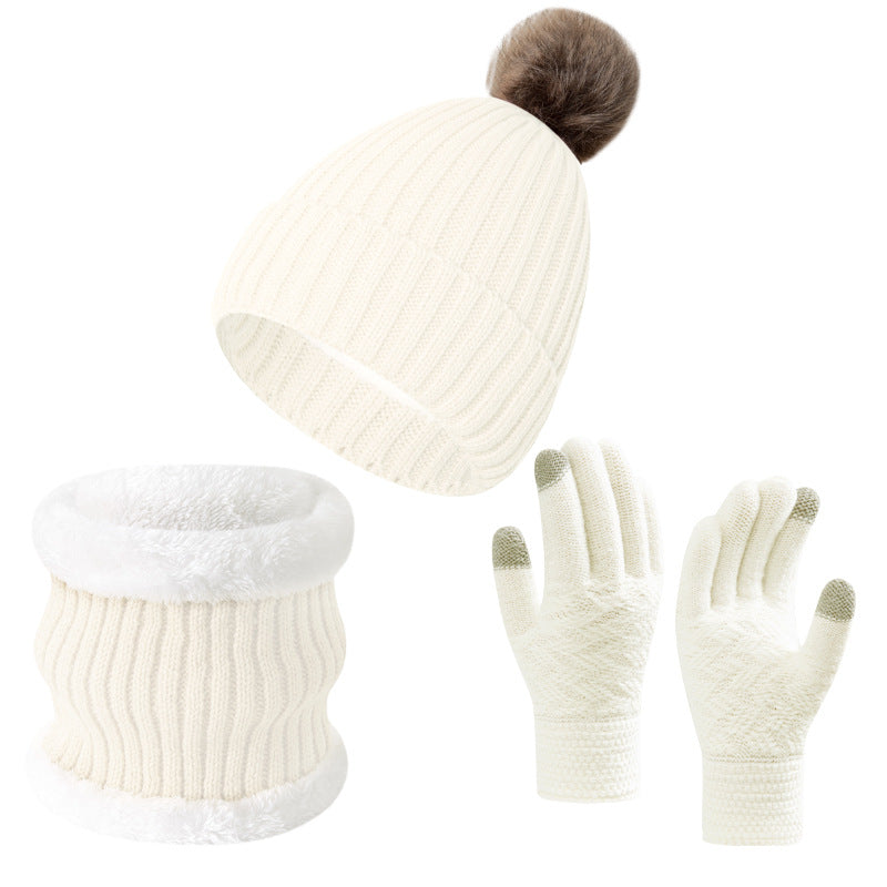 Warm Knitted Winter Scarf, Hat, and Gloves Set
