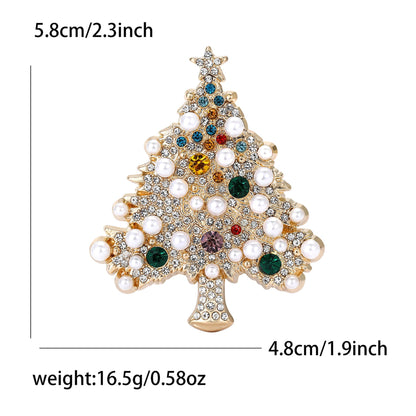 Sparking Rhinestone Christmas Tree Brooch Pin
