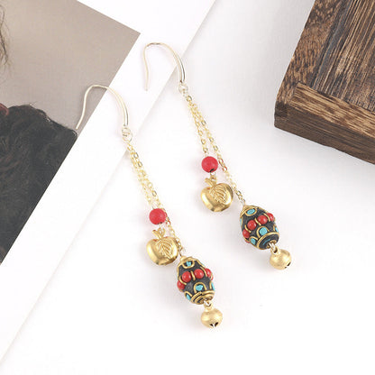 Bohemian Nepal Pearl-Tibetan Earrings Retro Turquoise Classic Personality Elegant Accessories Earrings