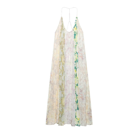 Casual Elegant Printed Mesh Halter Maxi Dress