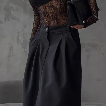 Elegant High-Slit Black Maxi Skirt