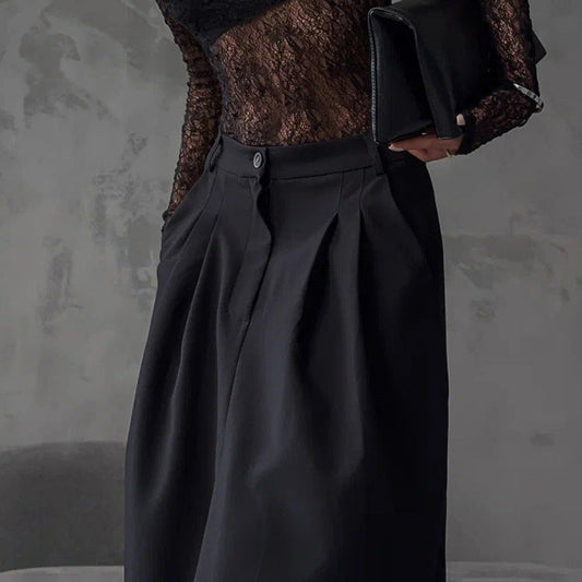 Elegant High-Slit Black Maxi Skirt