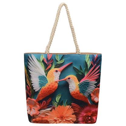 Fashionable Reversible Beach Tote Bag Canvas with Cotton Rope