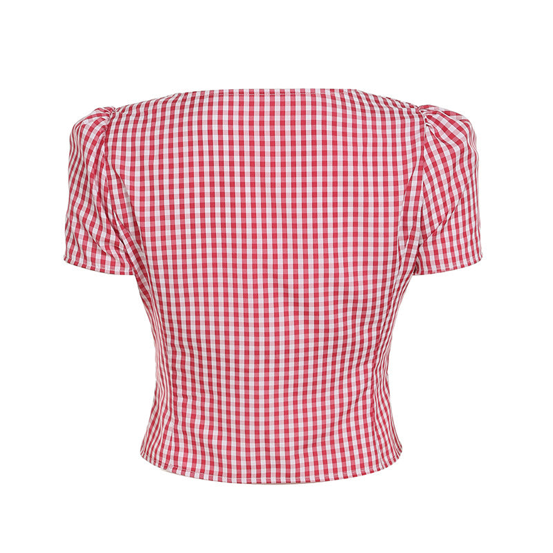 Simple Color Block V-Neck Button Down Shirt