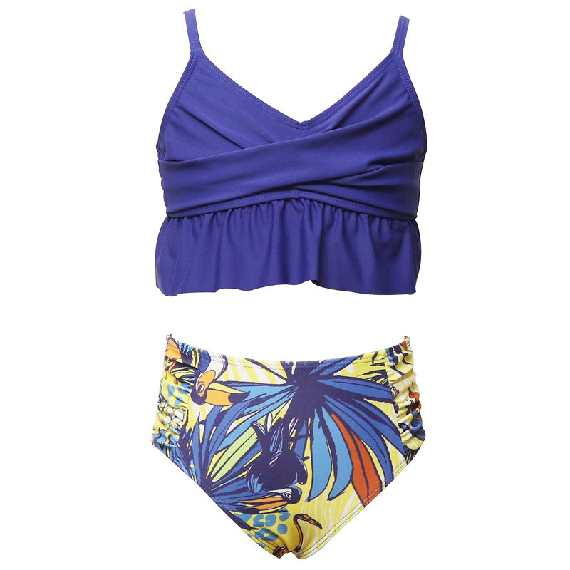 New Kids' Swimsuit Set With Floral Print And High Elasticity