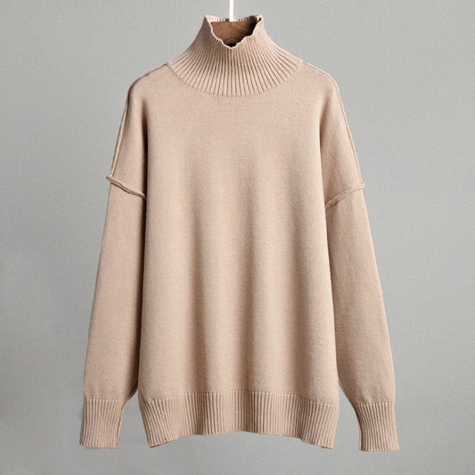 High Neck Casual Knit Sweater for Women