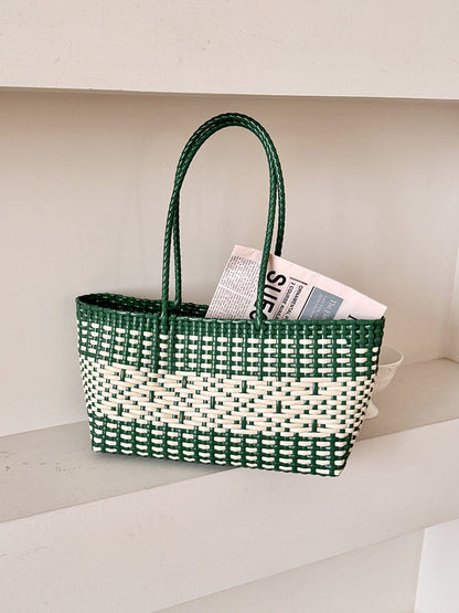 Woven Tote Beach Bag Casual PVC Shoulder Bag