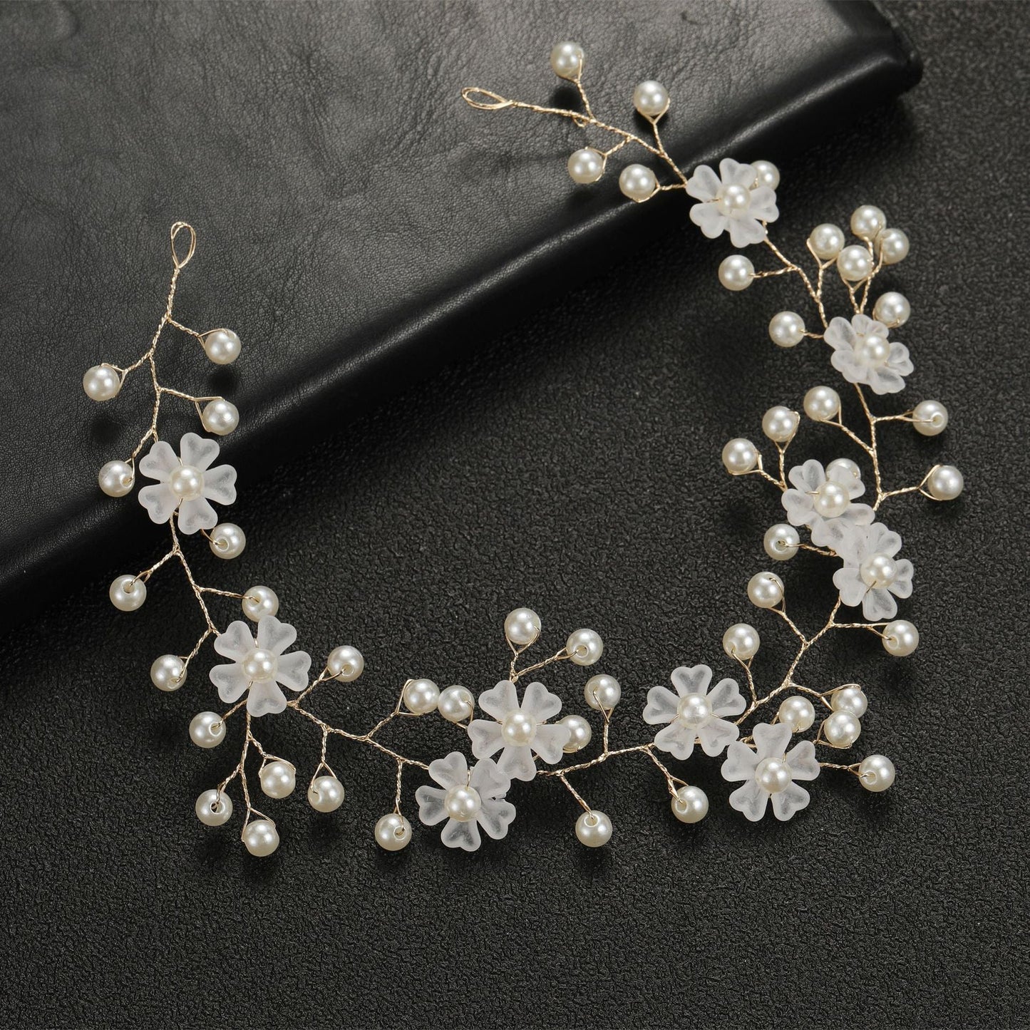 Transparent Plastic Flower Pearl Handmade Headband for Weddings