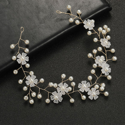 Transparent Plastic Flower Pearl Handmade Headband for Weddings