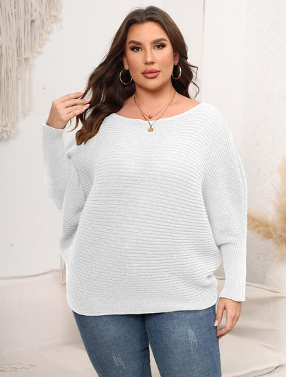 Batwing Sleeve Off-Shoulder Knit Sweater For Women