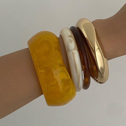 Vintage Resin Textured Bangle Set Trendy Casual Bracelet