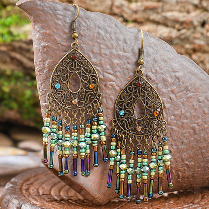 Bohemian Tassel Drop Earrings Geometric Alloy Earrings