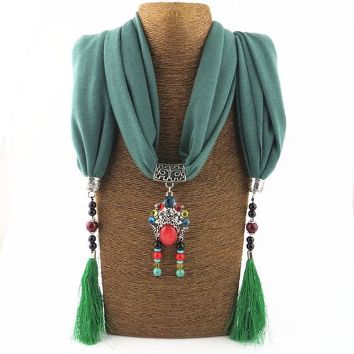New Cotton And Linen Scarf Tassel Pendant Scarf Tibetan Women Shawl Scarf Jewelry Necklace National Wind Scarf