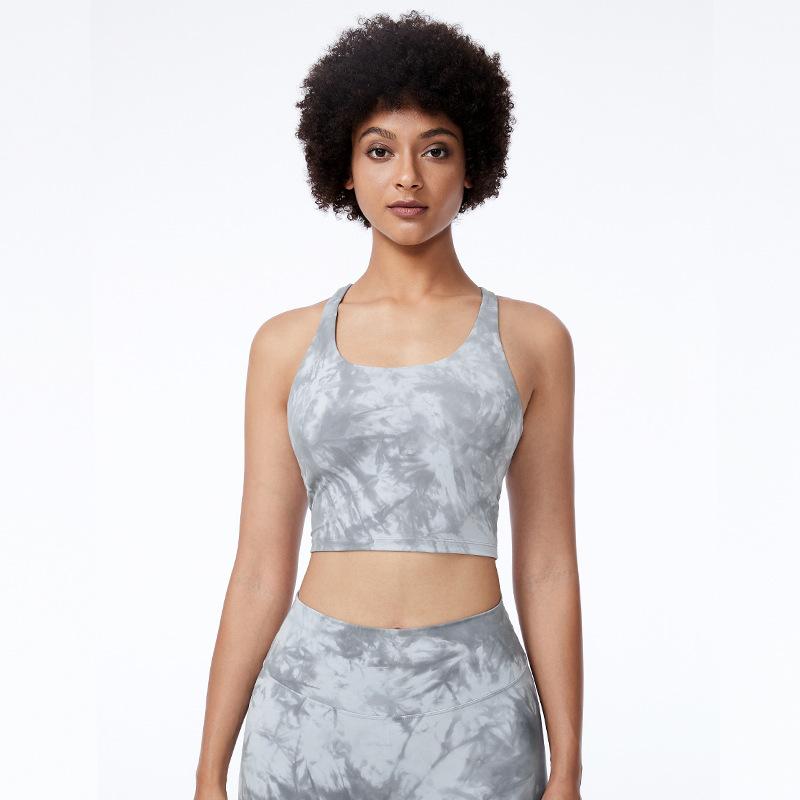 Large Tie Dyed Sports Underwear Women'S Training Fitness Vest With Bra Yoga Suit