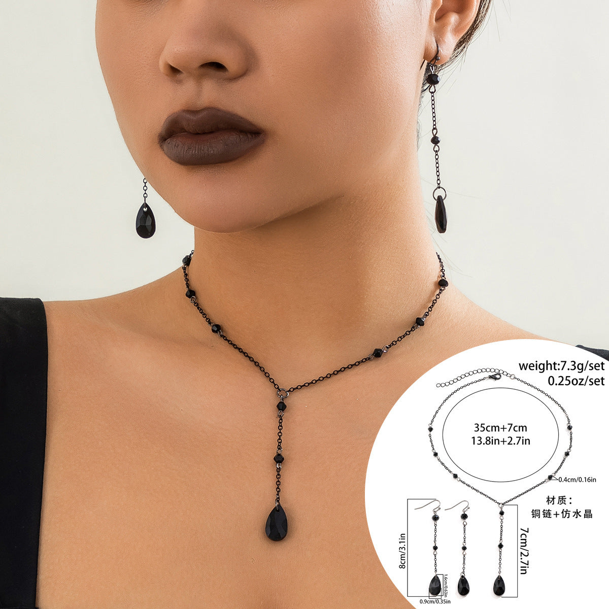 Gothic Vintage Blood Tear Drop Fringe Necklace For Women