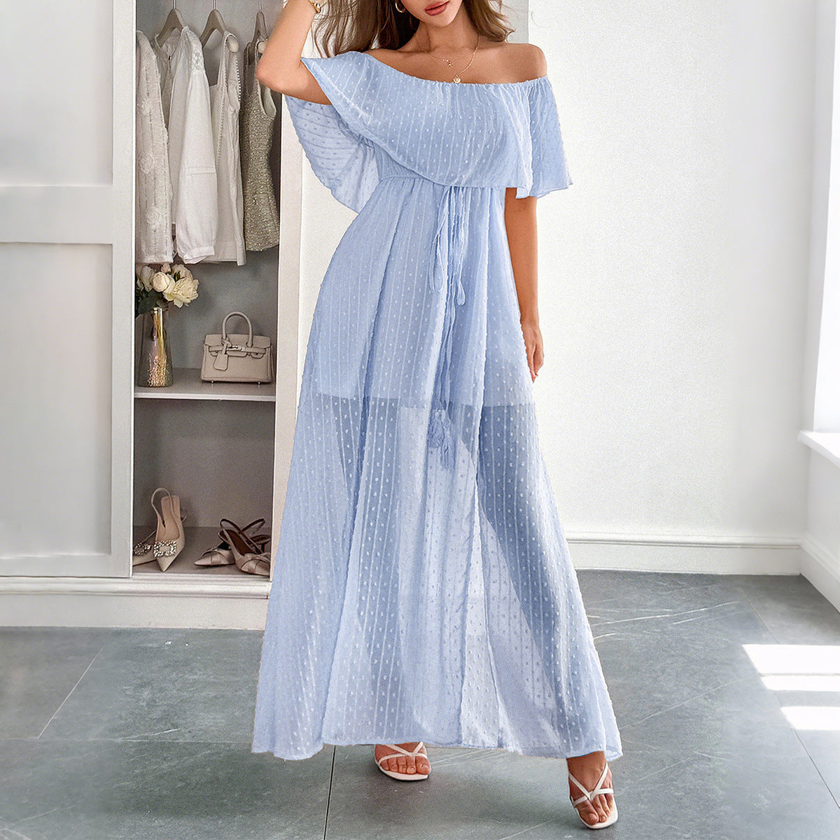 Elegant Strapless A-Line Maxi Dress for Women
