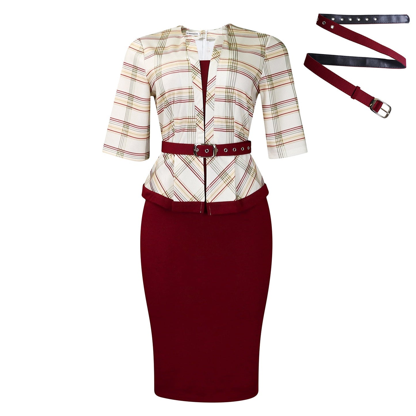 Elegant V-Neck Bodycon Dress With Belt
