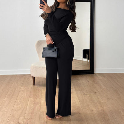Elegant Long Sleeve T-Shirt and Pants Set for Women