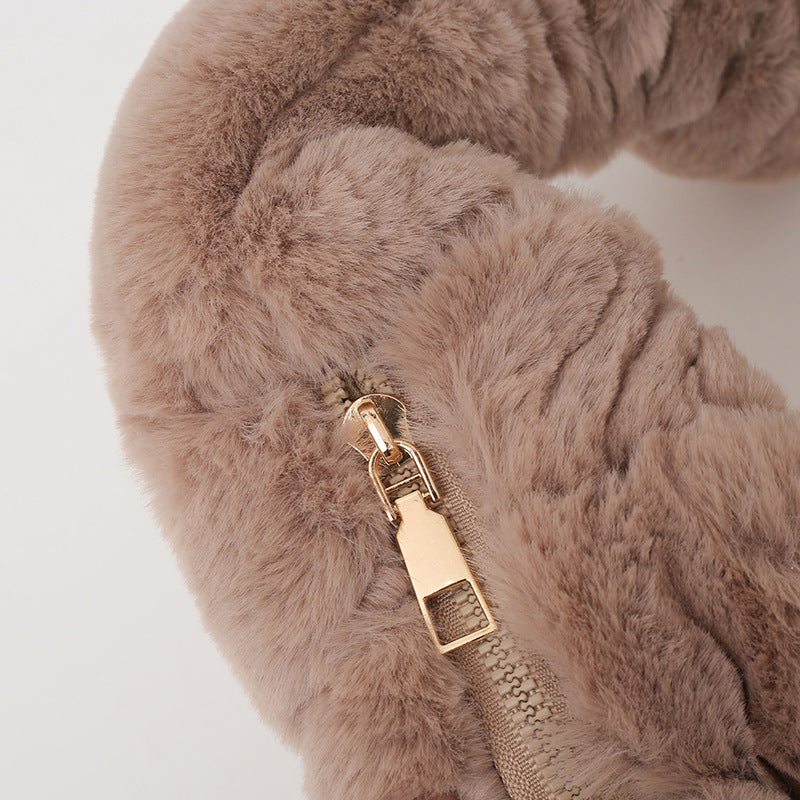 Trendy Plush Croissant Cloud Bag Soft Casual Shoulder Bag