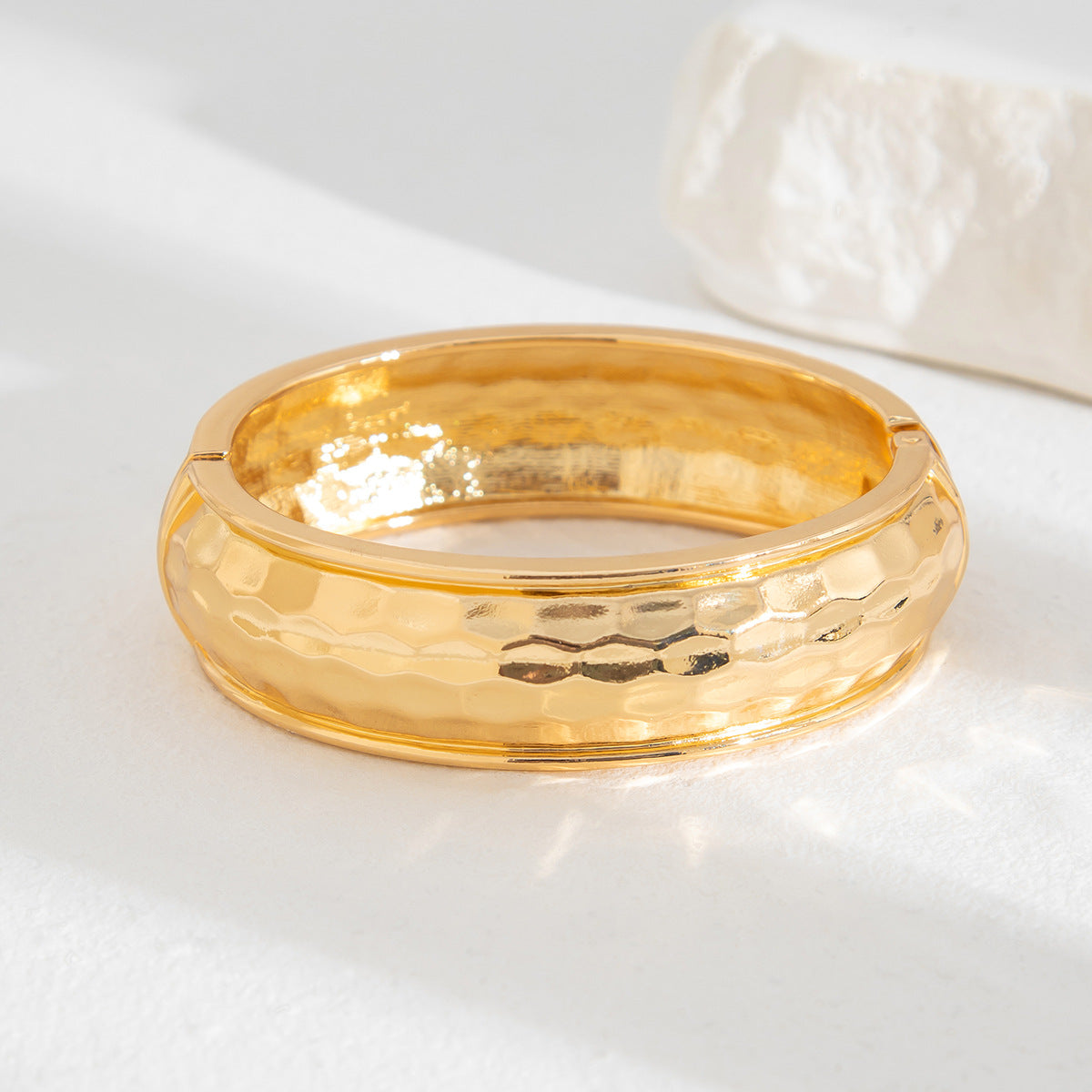 Geometric Minimalist Hammered Alloy Bracelets Set