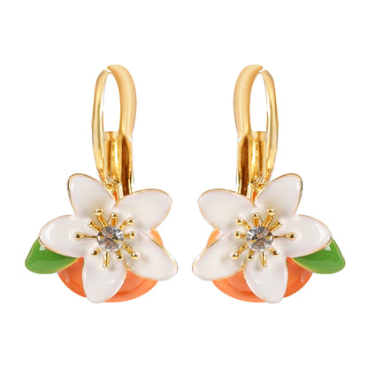 Floral Drop Oil Earrings Elegant Fresh Style