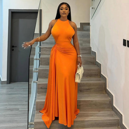 Solid Color Slim Fit Bodycon Dress Stylish Sleeveless Round Neck