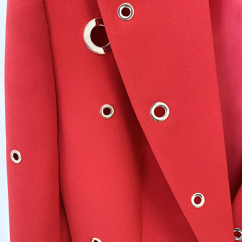 Metal Button Suit Jacket and Pants Set