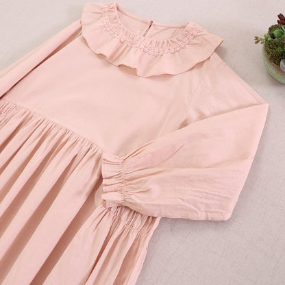 Sweet A-Line Ruffled Neck Long Sleeve Dress