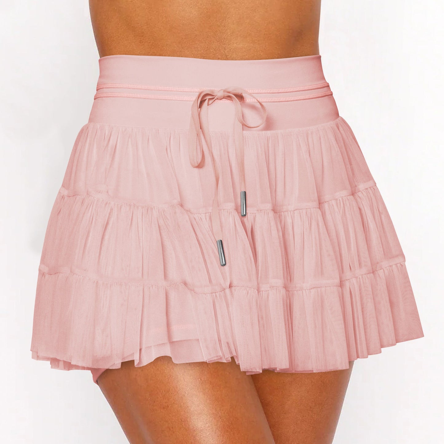 Soft Color-Block Lace-Up Skirt Pants for Women